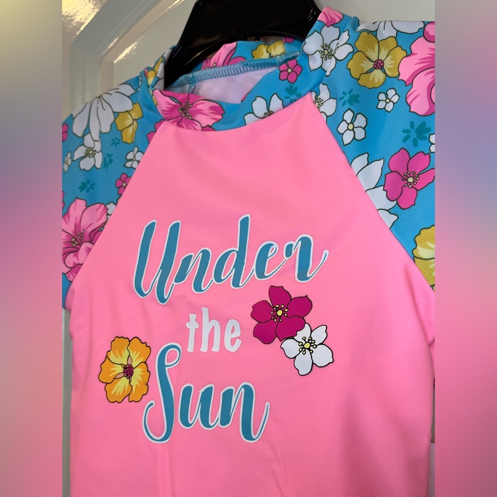 Angel Beach Short sleeve rash guard & bikini bottoms swimsuit NWT SIZE 4 - Picture 9 of 11